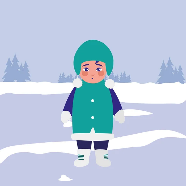 Милый маленький мальчик в зимней одежде — стоковый вектор
