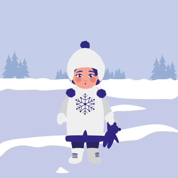 Beautiful little girl with winter clothes — Stock Vector