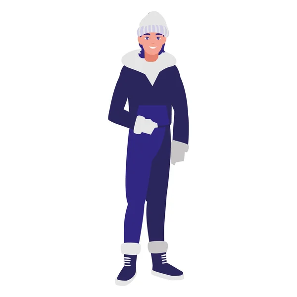 Jeune homme avec des vêtements d'hiver — Image vectorielle
