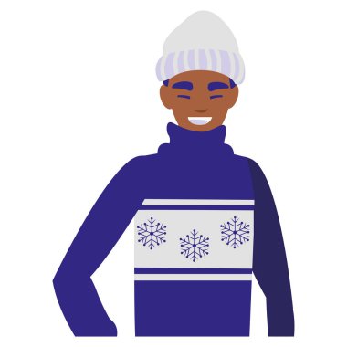 Genç adam kış giysileri ile siyah