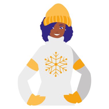 kış giysileri olan siyah kadın