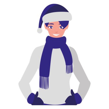 Kışlık elbiseli genç kadın.