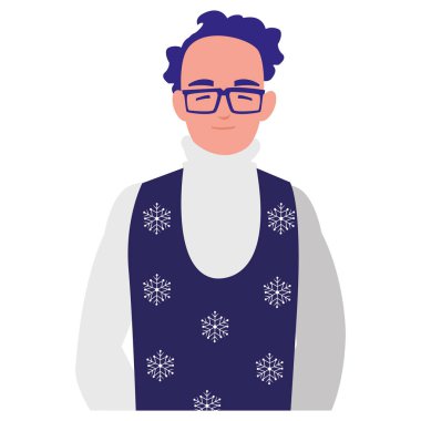 Genç adam gözlük ve kış giysileri