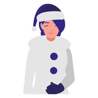 Kışlık elbiseli genç kadın.