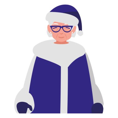 kış giysileri ile sevimli Büyükanne