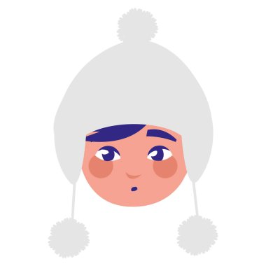 sevimli küçük çocuk kafa kış şapka ile