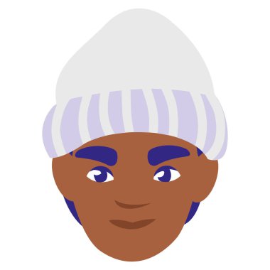 Genç adam siyah kafa kış şapka ile