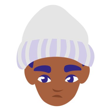 Genç adam siyah kafa kış şapka ile