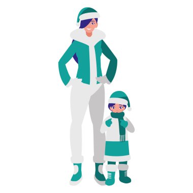 şirin anne ve kızı kış giysileri ile