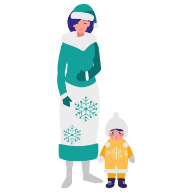 şirin anne ve kızı kış giysileri ile