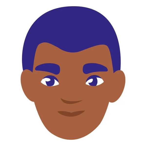 Junger Mann schwarzer Kopf Avatar-Charakter — Stockvektor
