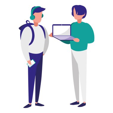 dizüstü bilgisayar ile genç erkek