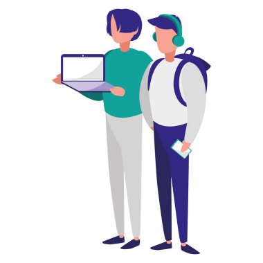 dizüstü bilgisayar ile genç erkek