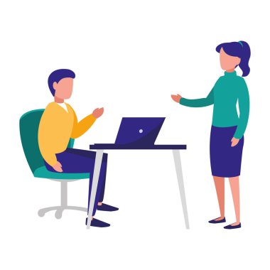 Genç çift işçiler ofiste