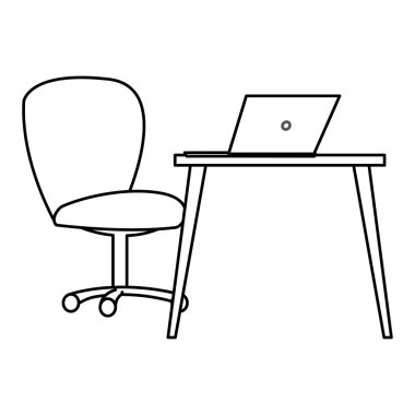 ofis çalışma masası ve dizüstü sahne ile