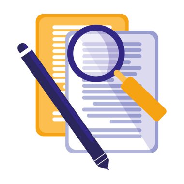 kağıt belge büyüteç ile