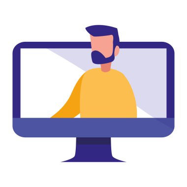 bilgisayar ile genç adam