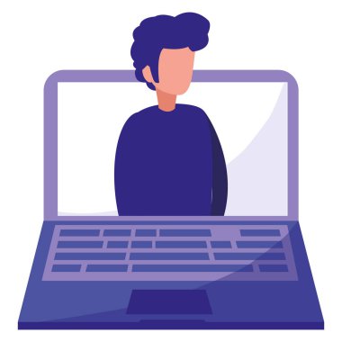 Bilgisayarlı genç adam