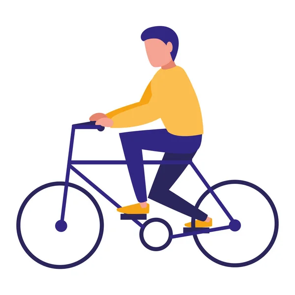 Jeune homme à vélo caractère — Image vectorielle