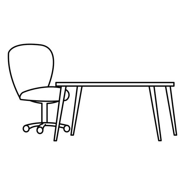 Escritório local de trabalho com mesa e cadeira cena — Vetor de Stock