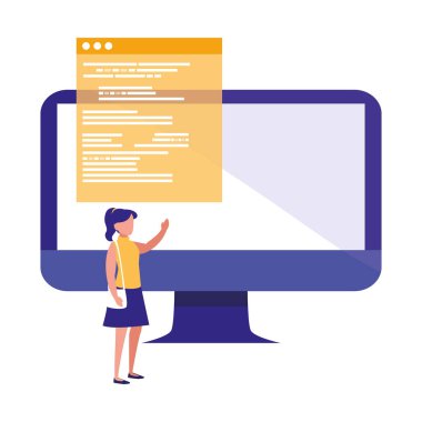 Bilgisayarla çalışan genç bir kadın