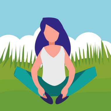 yerde oturan genç kadın