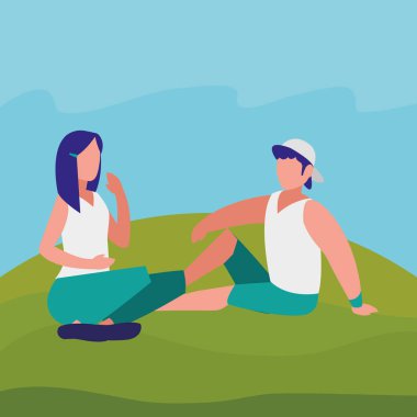 yerde oturan genç çift