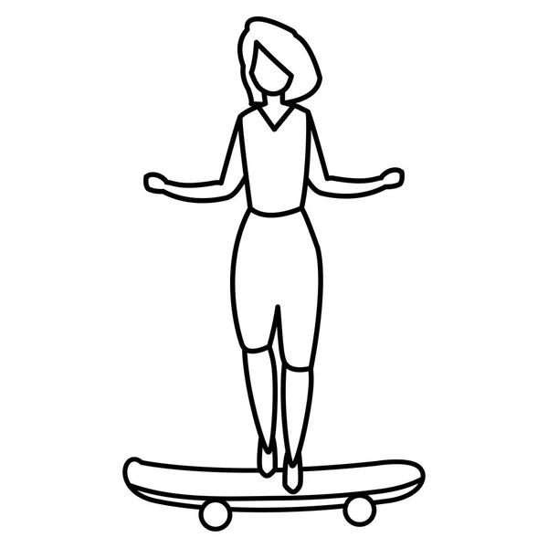 スケート ボードの文字の若い女性 — ストックベクタ
