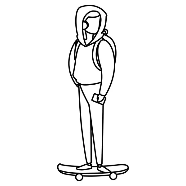 スケート ボードの練習の若い男 — ストックベクタ