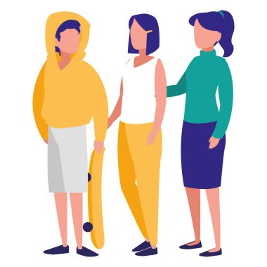 bir grup genç insan karakterleri modelleme