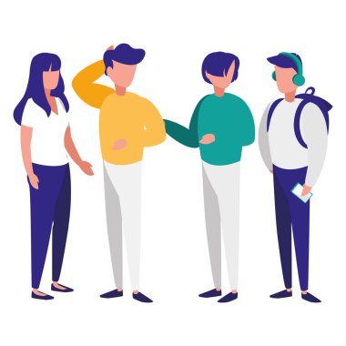 bir grup genç insan karakterleri modelleme