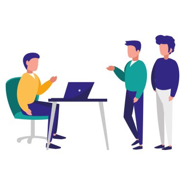 bir grup insan işyeri vektör çizim tasarım