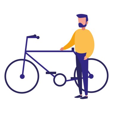 Genç adam bisiklet karakter