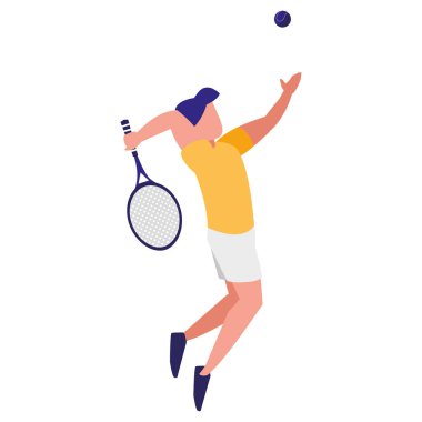 Genç adam tenis oynuyor.