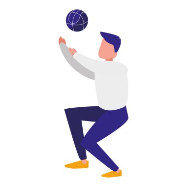 genç erkek voleybol oynarken