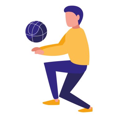 genç erkek voleybol oynarken