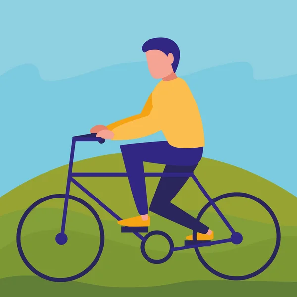 Νεαρός με χαρακτήρα ποδηλάτου — Διανυσματικό Αρχείο