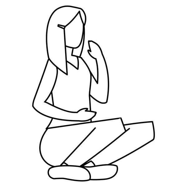 Jeune femme assise par terre — Image vectorielle