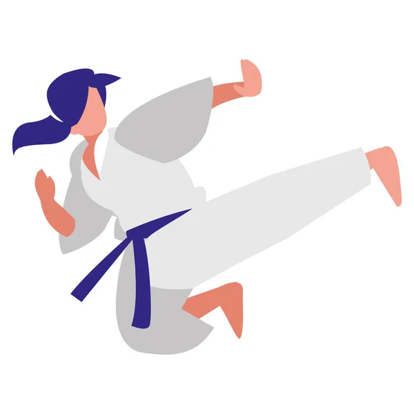 Žena cvičí bojová umění charakter — Stockový vektor
