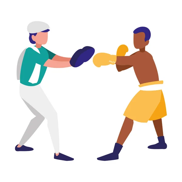 Boxer and sparring training avatars characters — Stock Vector