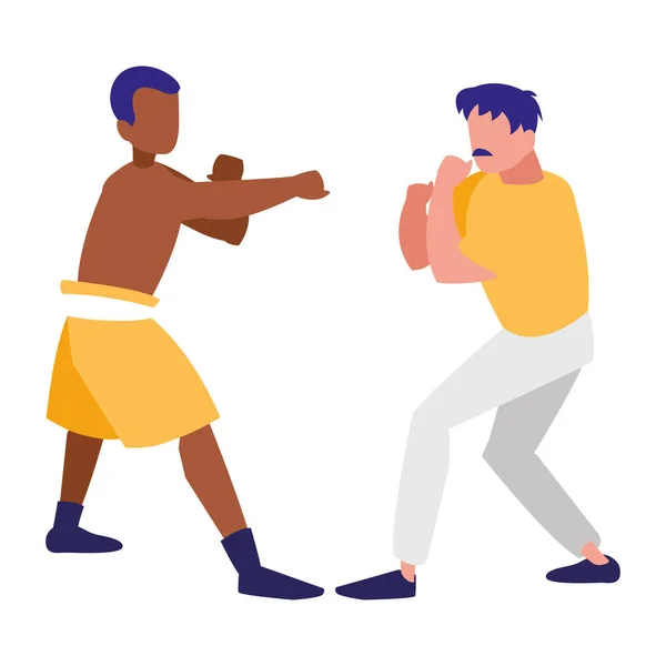 Boxer and sparring training avatars characters — Stock Vector