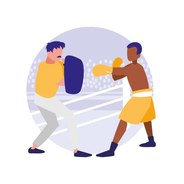 拳击手和拳击训练化身字符 — 图库矢量图片