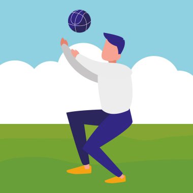 genç erkek voleybol oynarken