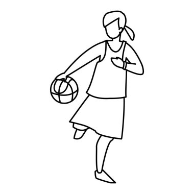 Basketbol oynayan genç bir kadın