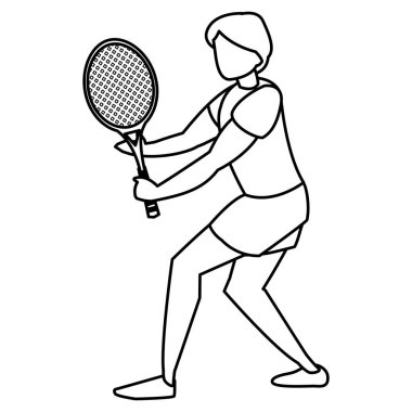 Genç adam tenis oynuyor.