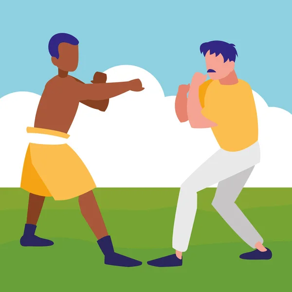 Boxer and sparring training avatars characters — Stock Vector