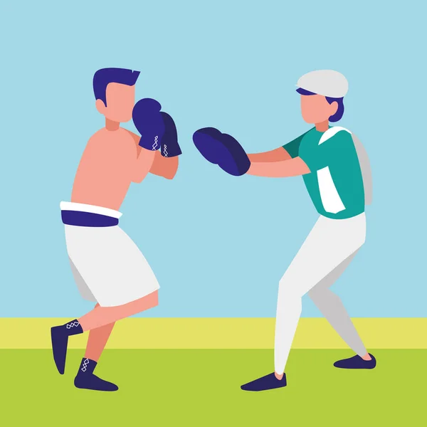 Boxer and sparring training avatars characters — Stock Vector