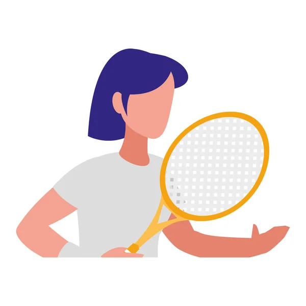 若い女性がテニスをしていて — ストックベクタ