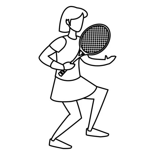 Junge Frau spielt Tennis — Stockvektor