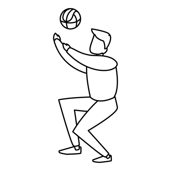 Junger Mann spielt Volleyball — Stockvektor